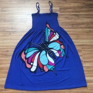 Colorful Butterfly Blue Sundress or Swim Coverup